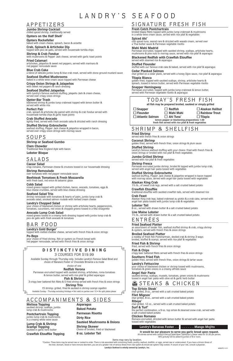 Landry's Seafood House - Albuquerque, NM menu_pic