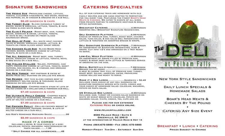 Pelham Falls Deli - Greenville, SC menu_pic