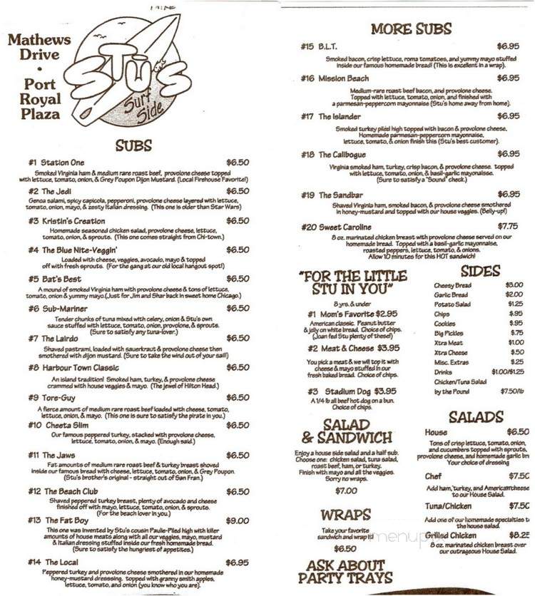 Stu's Surf Side - Hilton Head Island, SC menu_pic