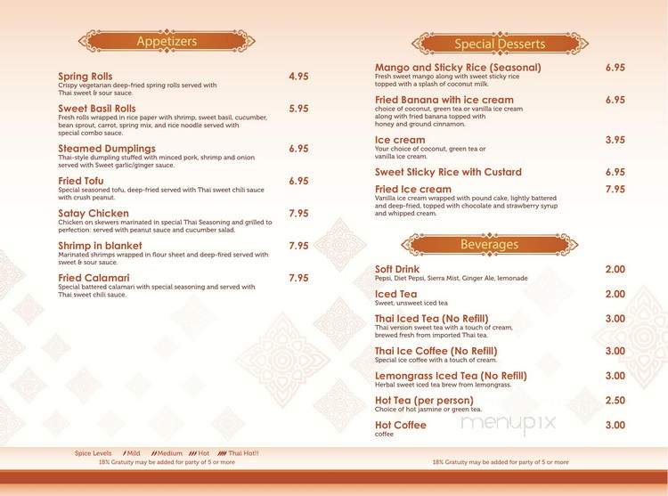 Sweet Basil Thai Cuisine - Greenville, SC menu_pic