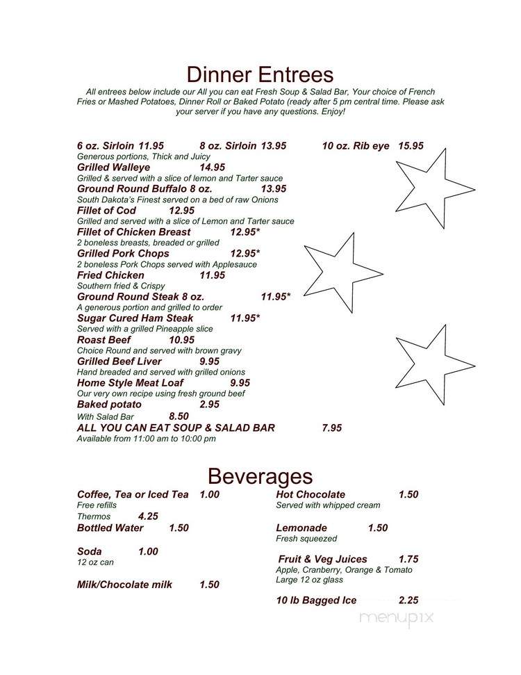 Star Family Restaurant - Murdo, SD menu_pic