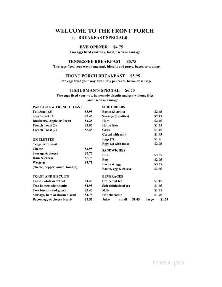 Arrowhead Resort - Spring City, TN menu_pic