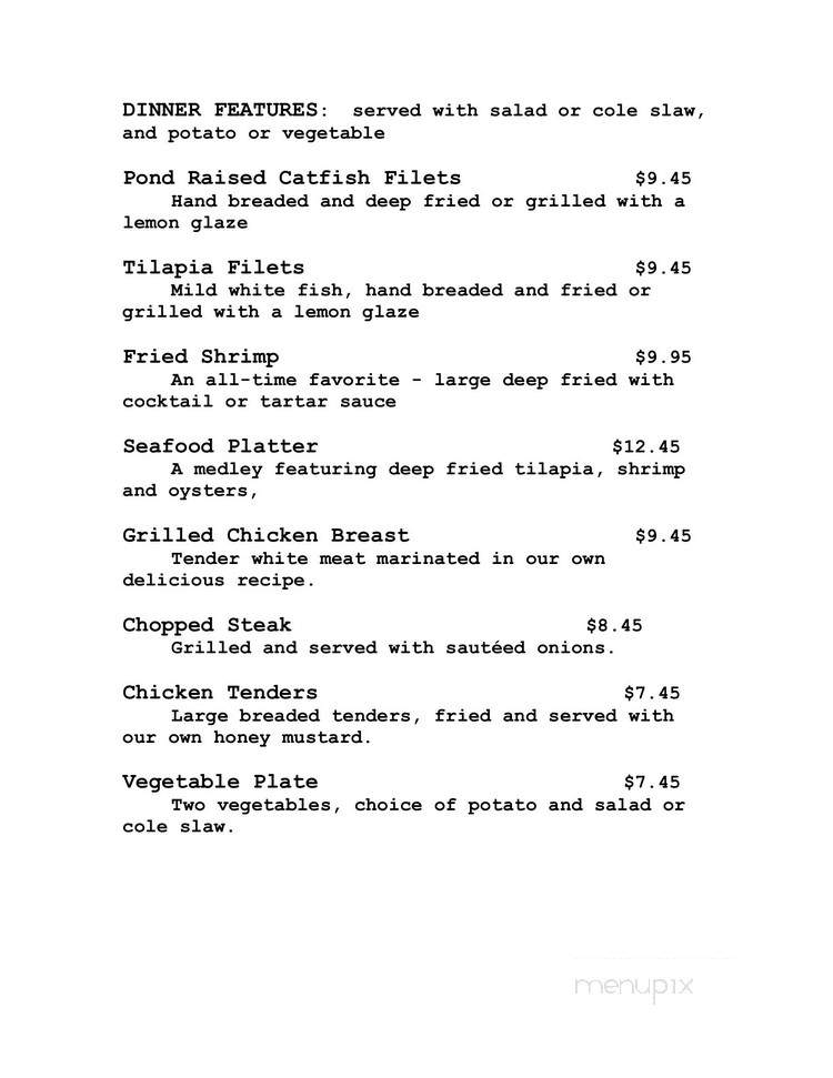 Arrowhead Resort - Spring City, TN menu_pic