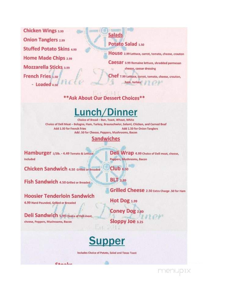Cedar Hill Restaurant - Celina, TN menu_pic