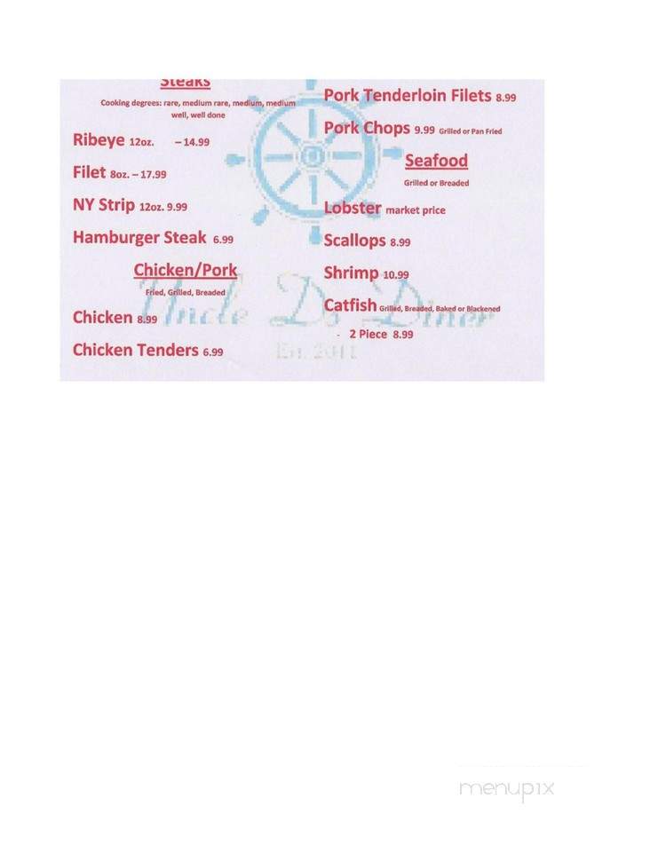 Cedar Hill Restaurant - Celina, TN menu_pic