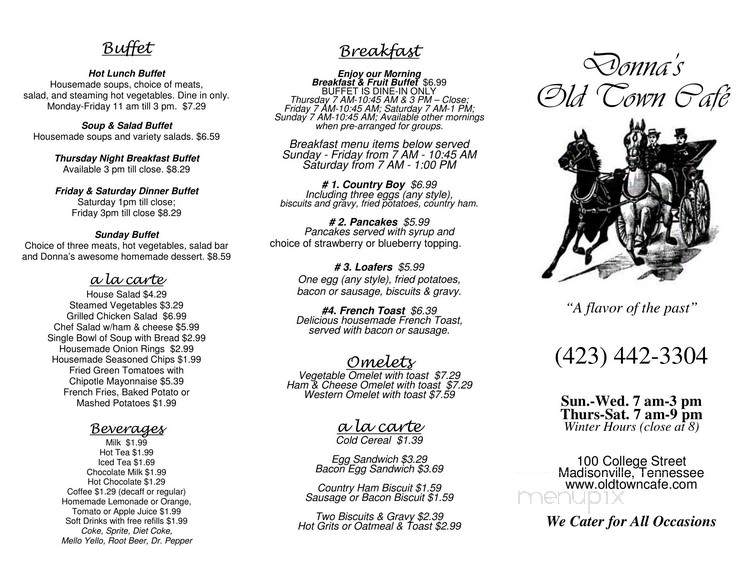 Donna's Old Town Cafe - Madisonville, TN menu_pic