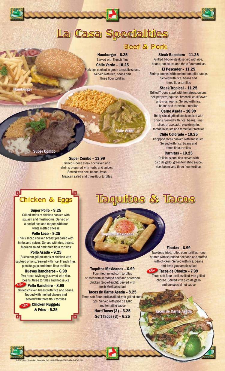 Los Caballeros - Clinton, TN menu_pic