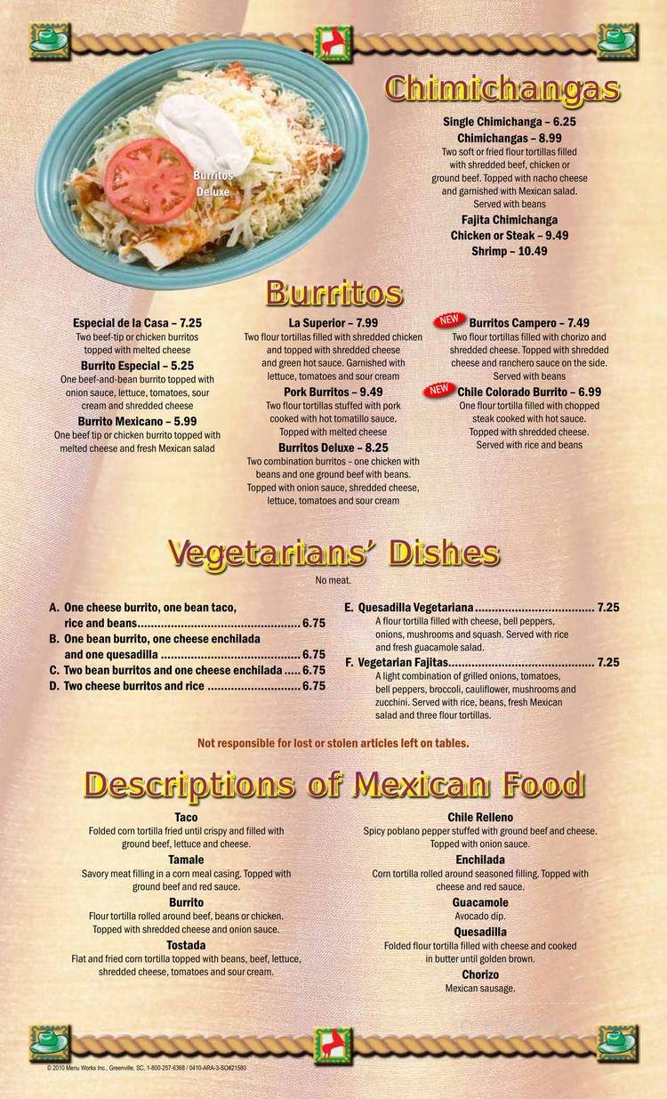 Los Caballeros - Clinton, TN menu_pic