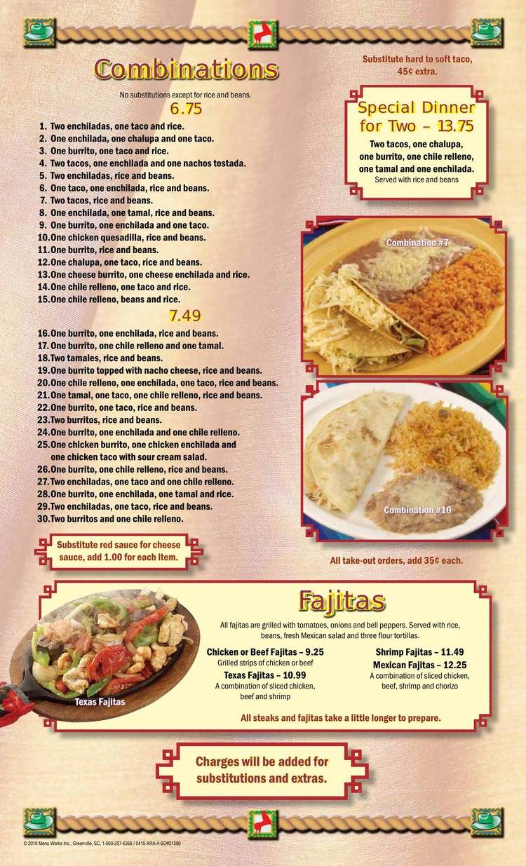 Los Caballeros - Clinton, TN menu_pic