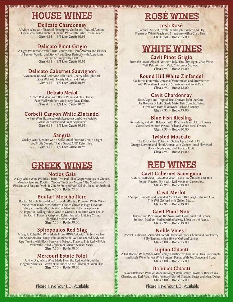 Menu of Portofino Pizza Italian Restaurant in East Ridge, TN 37412