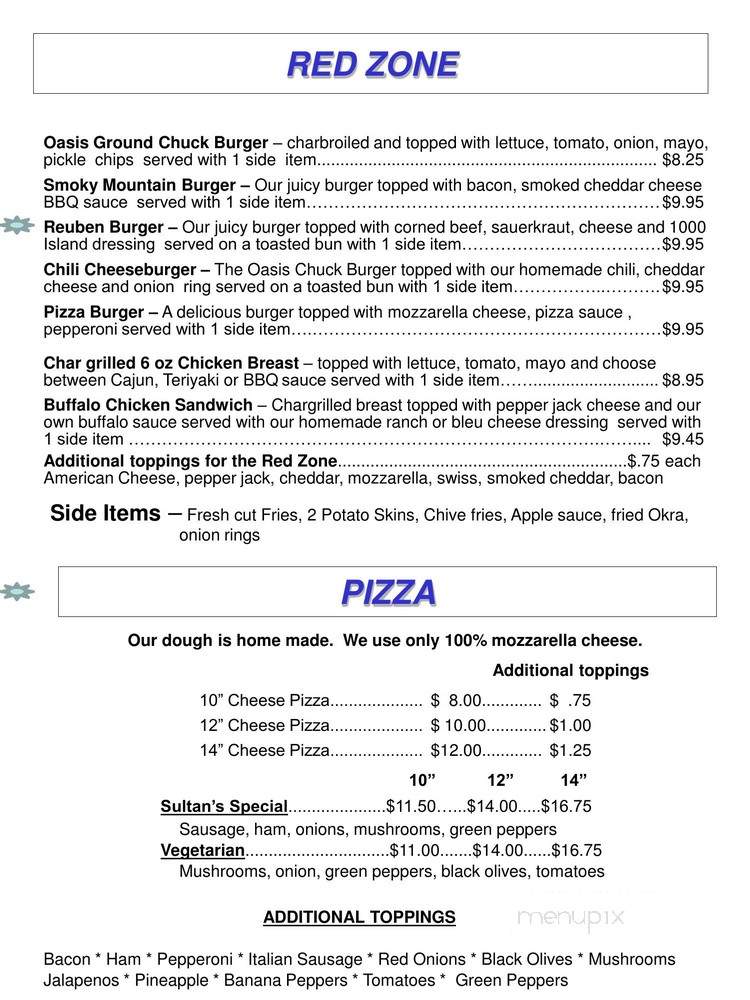 Paul's Oasis - Knoxville, TN menu_pic