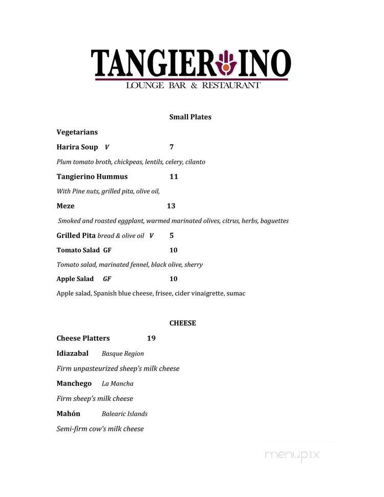 Tangierino - Charlestown, MA menu_pic