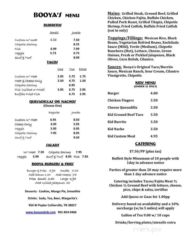 Booya's Burrito Beach - Collierville, TN menu_pic