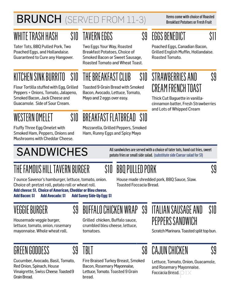 The Hill Tavern - Boston, MA menu_pic