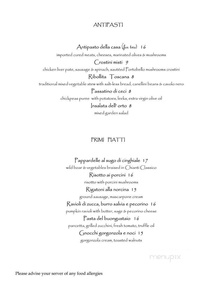 Trattoria Toscana - Boston, MA menu_pic