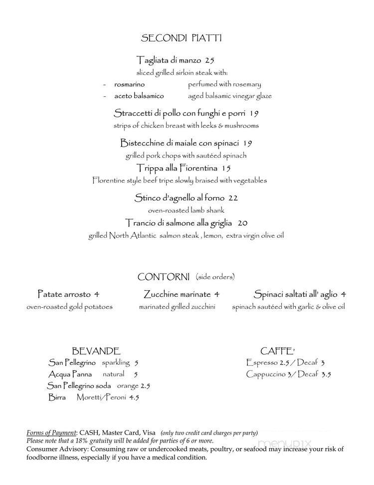 Trattoria Toscana - Boston, MA menu_pic