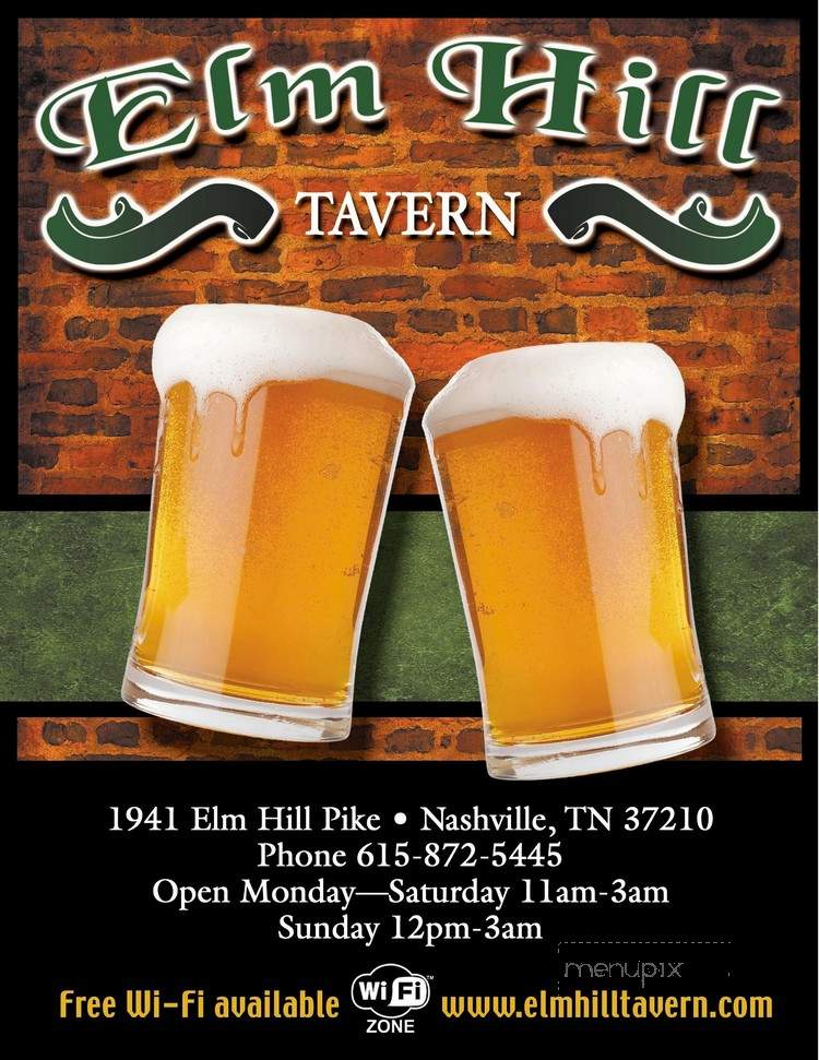 Elm Hill Bar & Grill - Nashville, TN menu_pic