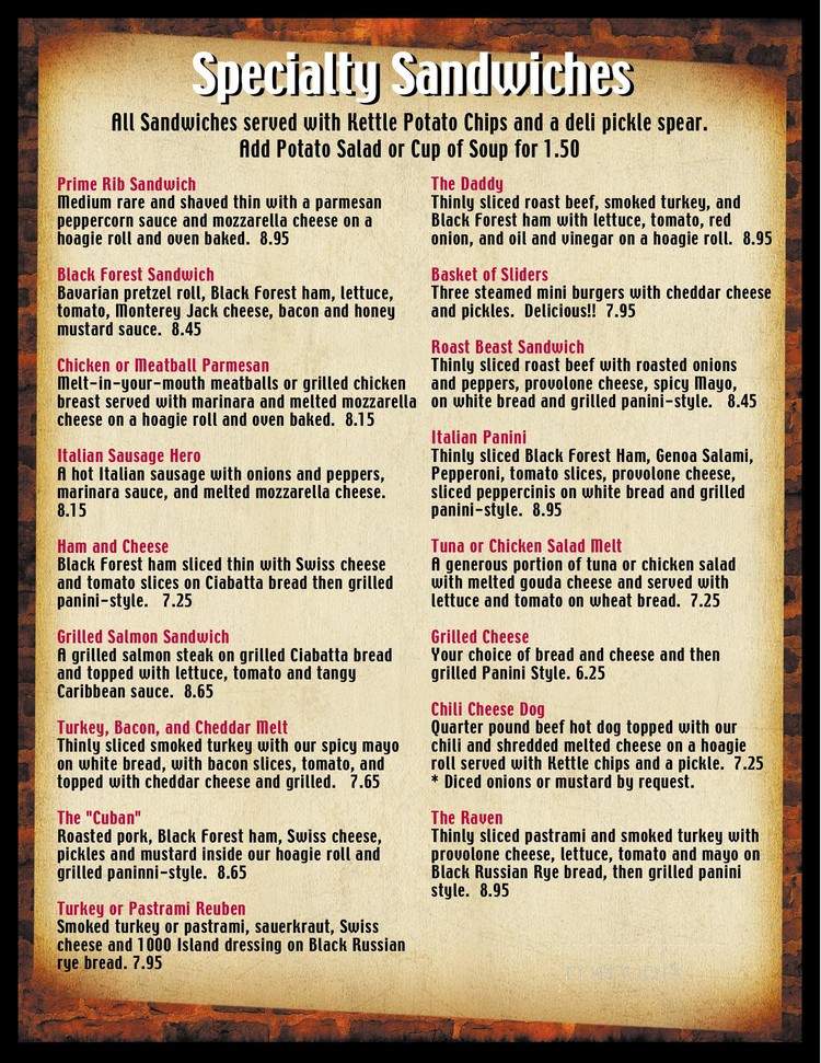 Elm Hill Bar & Grill - Nashville, TN menu_pic