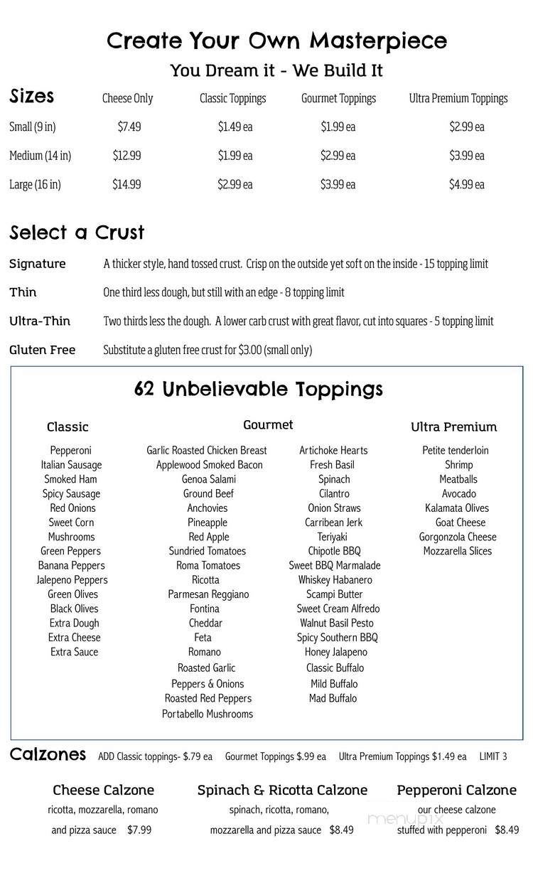 Pie In The Sky Pizza - Nashville, TN menu_pic