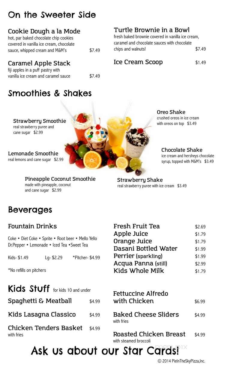 Pie In The Sky Pizza - Nashville, TN menu_pic
