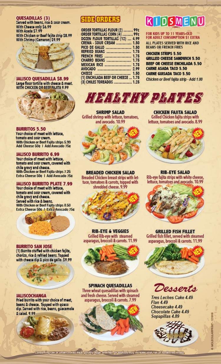 Agave Jalisco Restaurant - Three Rivers, TX menu_pic