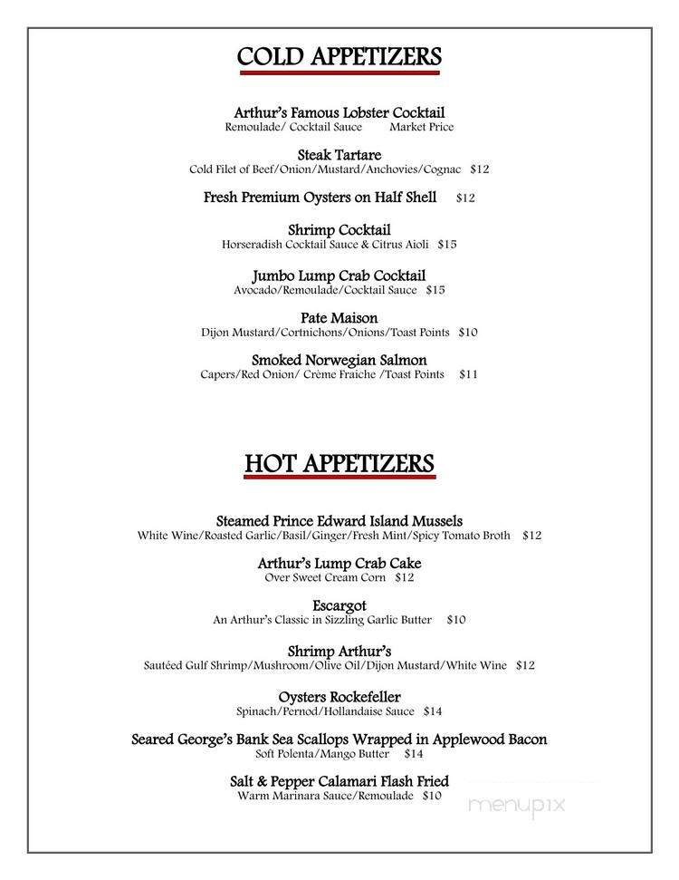 Arthur's Prime Steaks & Sfd - Addison, TX menu_pic