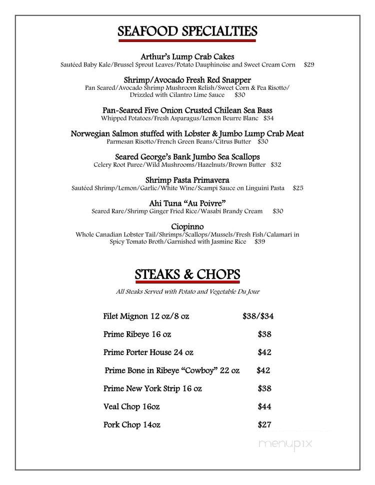 Arthur's Prime Steaks & Sfd - Addison, TX menu_pic