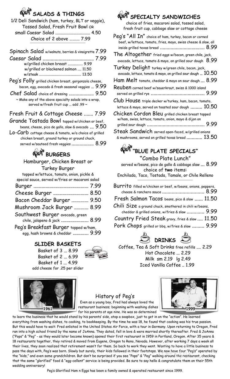Peg's Glorified Ham n Eggs - Reno, NV menu_pic