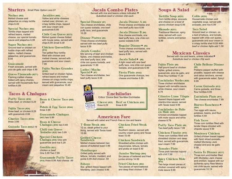 Jacala Mexican Restaurant - San Antonio, TX menu_pic
