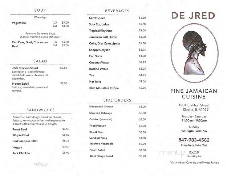 De-Jred Fine Jamaican Cuisine - Skokie, IL menu_pic