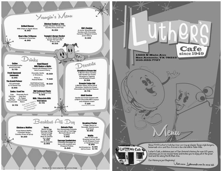 Luther's Cafe - San Antonio, TX menu_pic