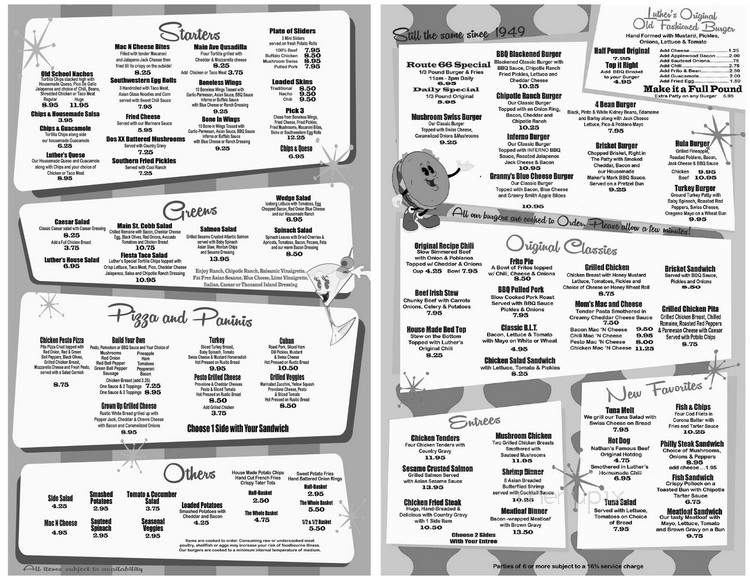 Luther's Cafe - San Antonio, TX menu_pic