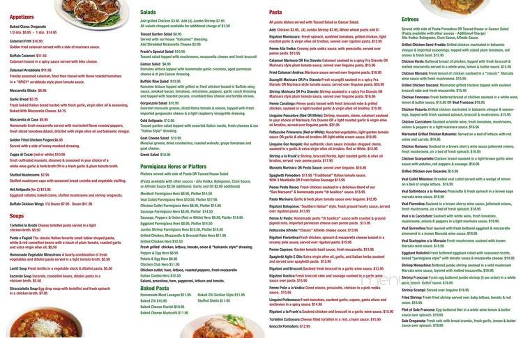 Frank's Pizza Restaurant - North Massapequa, NY menu_pic