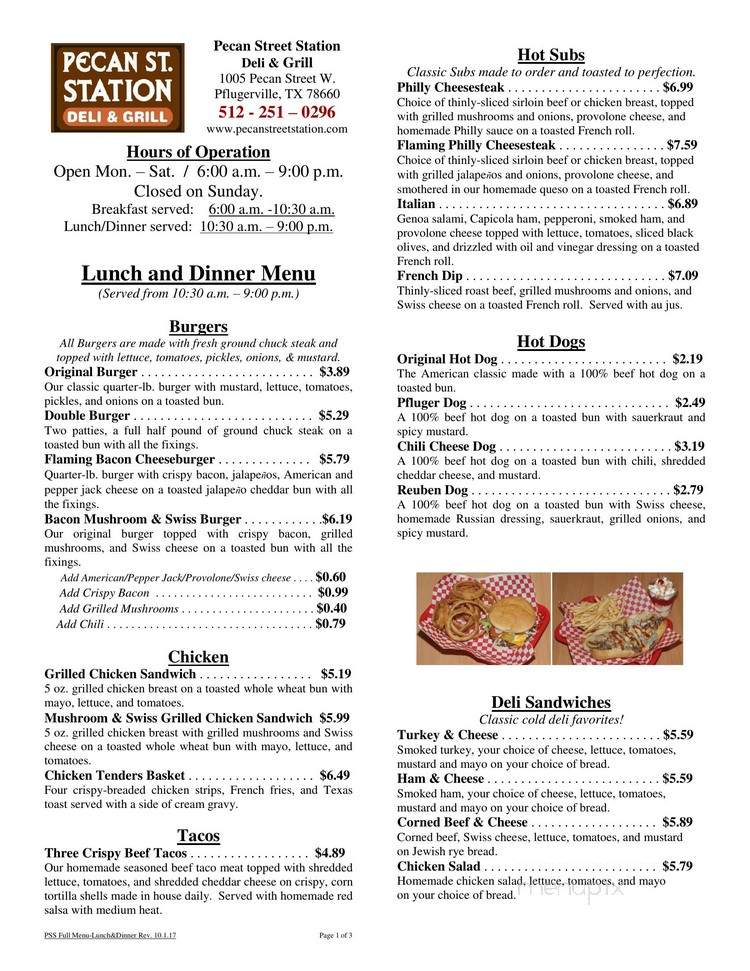 Pecan Street Deli - Pflugerville, TX menu_pic