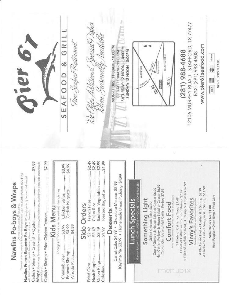Pier 61 Seafood & Grill - Stafford, TX menu_pic