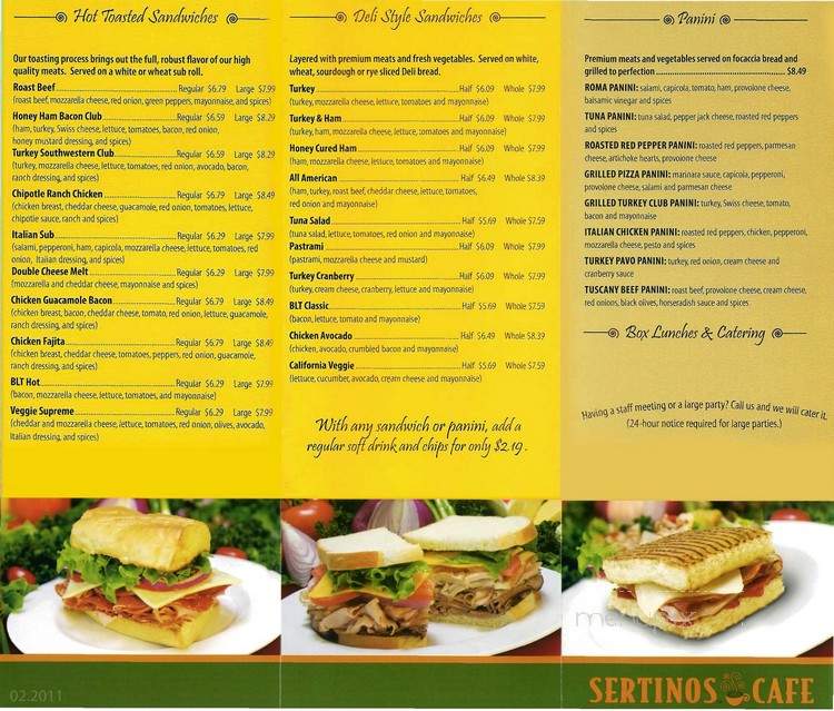 Sertino's Cafe - Beaumont, TX menu_pic
