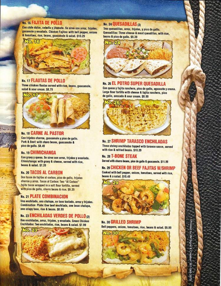 Taqueria El Potro - Corpus Christi, TX menu_pic