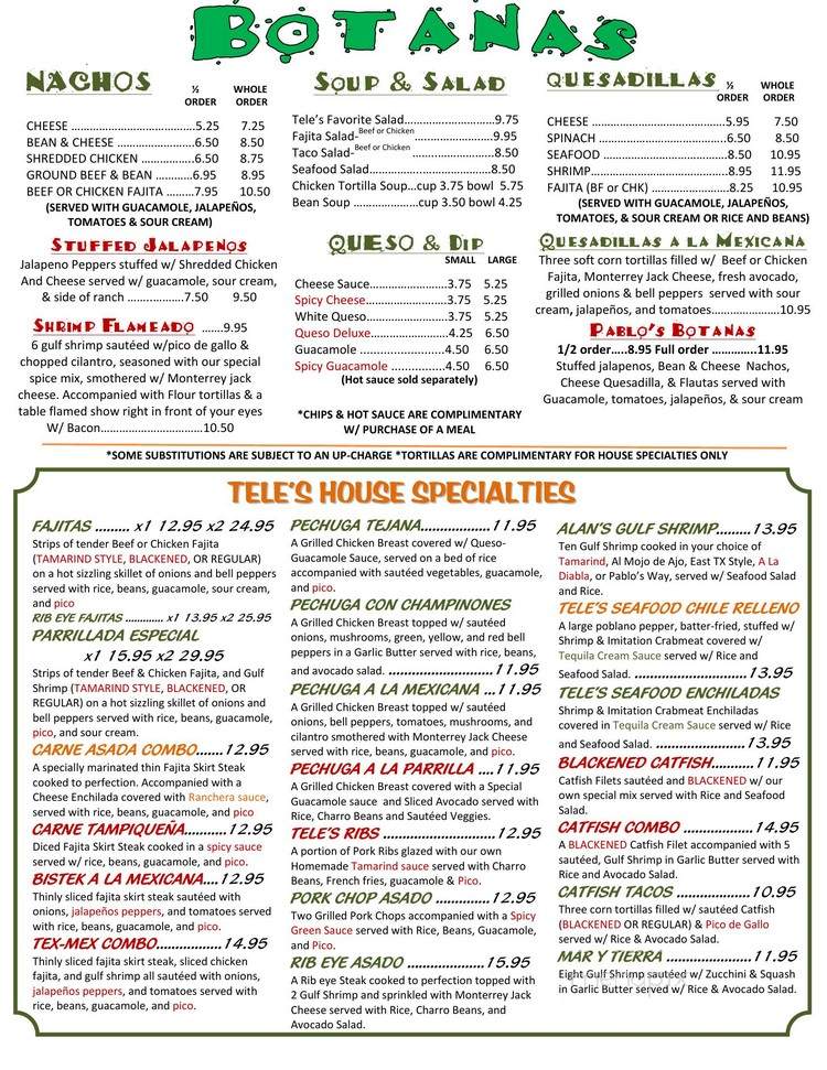 Tele's Mexican Restaurant - Longview, TX menu_pic