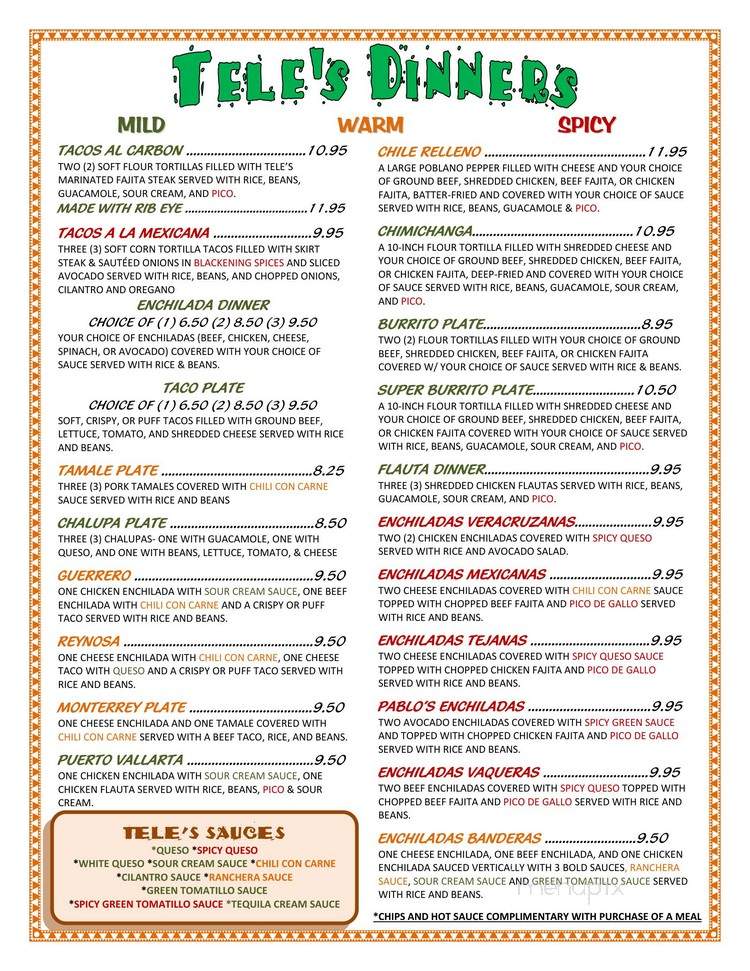 Tele's Mexican Restaurant - Longview, TX menu_pic