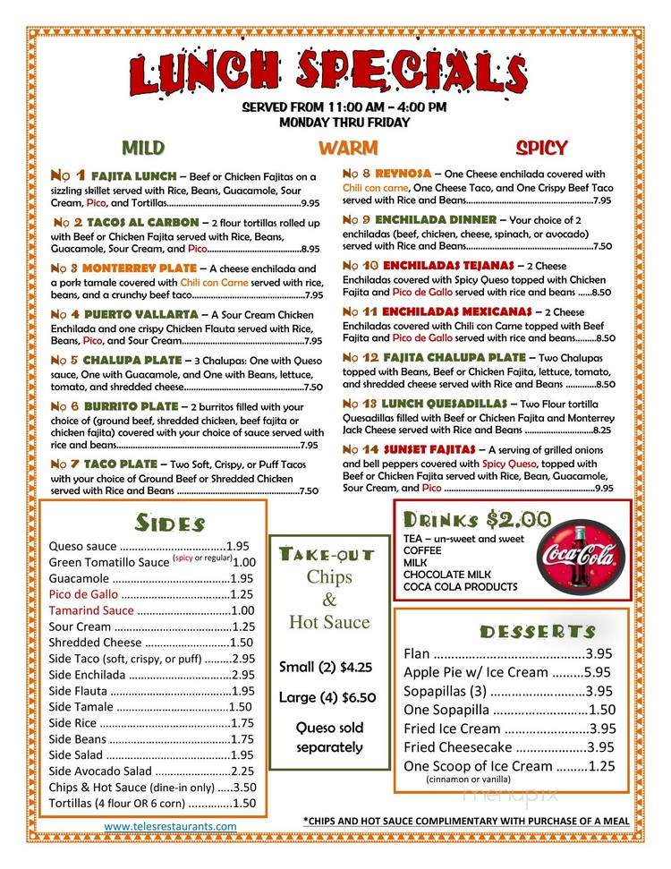 Tele's Mexican Restaurant - Longview, TX menu_pic
