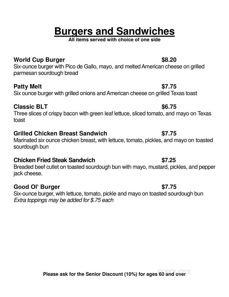 World Cup Cafe - Waco, TX menu_pic