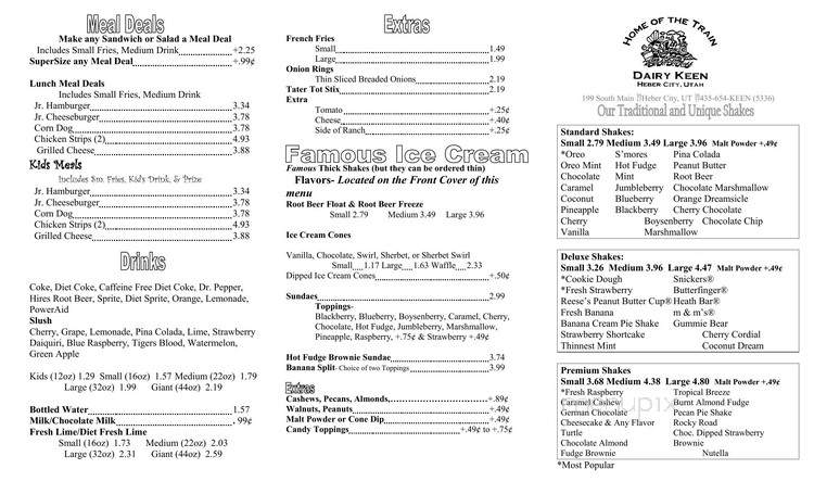 Dairy Keen - Home of the Train - Heber City, UT menu_pic