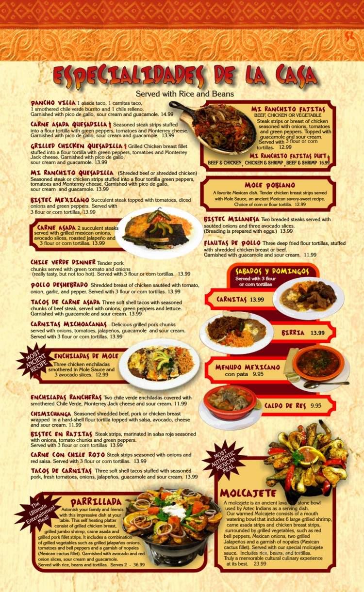 Mi Ranchito Grill 2 - South Salt Lake, UT menu_pic