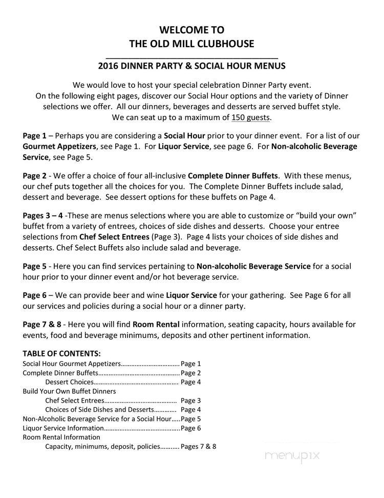 Old Mill Clubhouse Restaurant - Salt Lake City, UT menu_pic