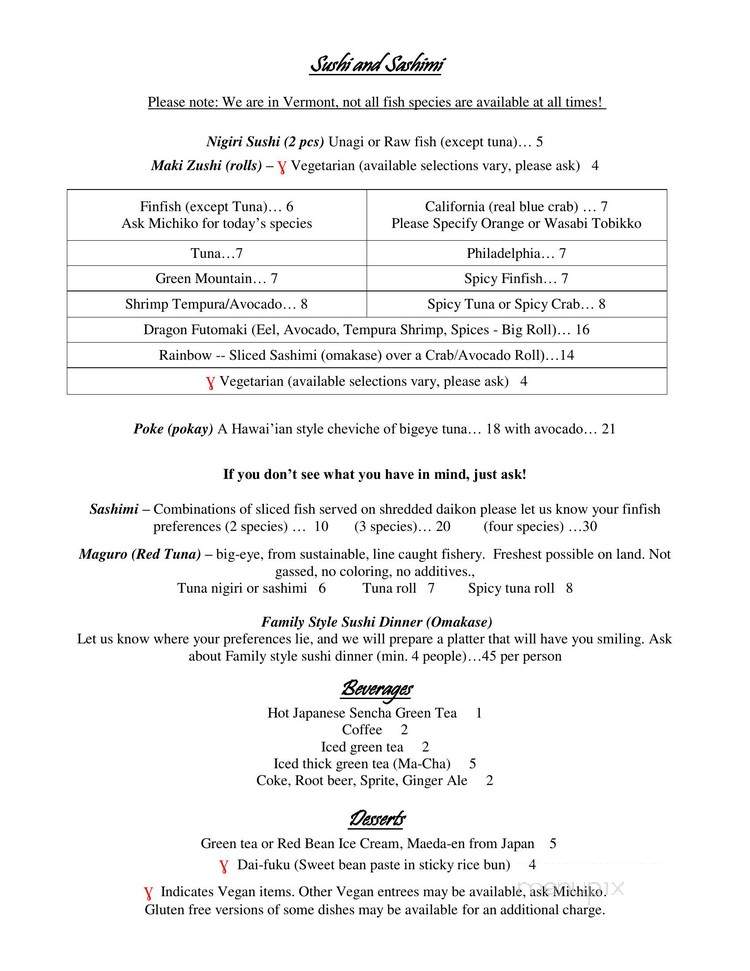 Old Town Farm Inn - Chester, VT menu_pic