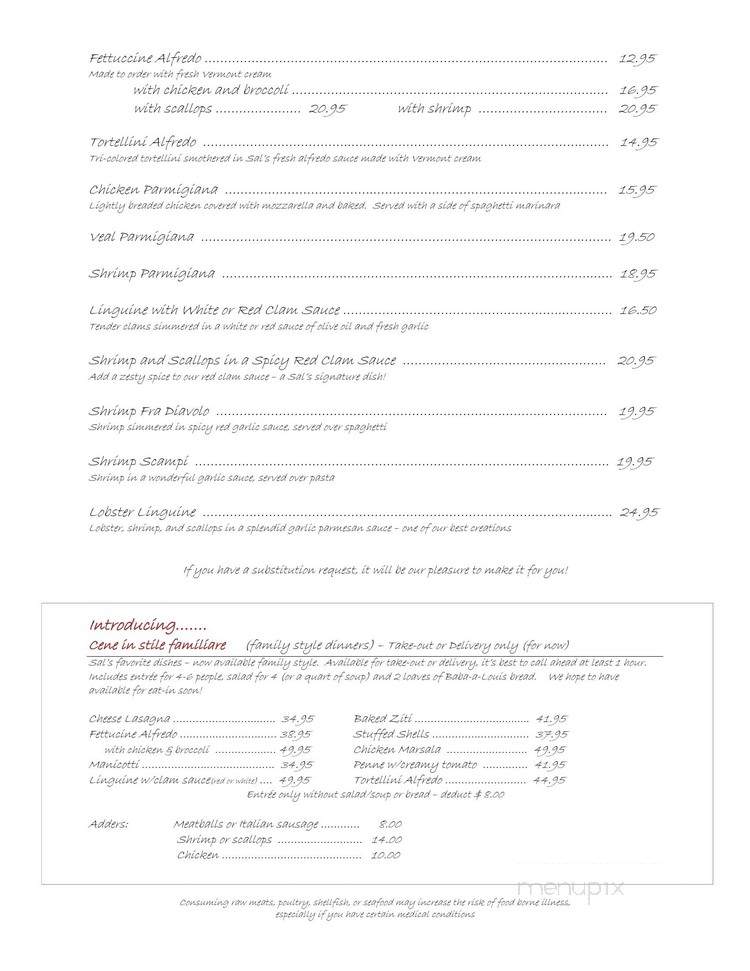 Sal's South - Wallingford, VT menu_pic