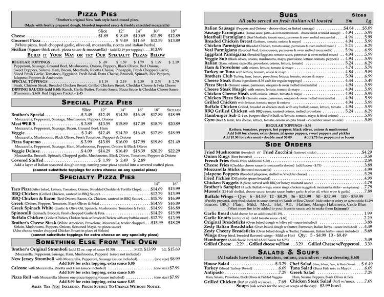Brothers Pizza & Italian Restaurant - Staunton, VA menu_pic