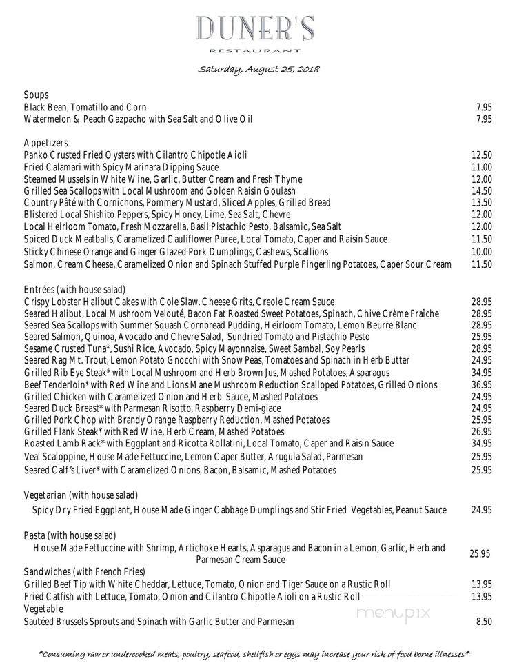 Duner's - Ivy, VA menu_pic