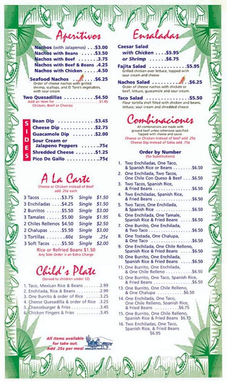 El Toro Loco - Richmond, VA menu_pic