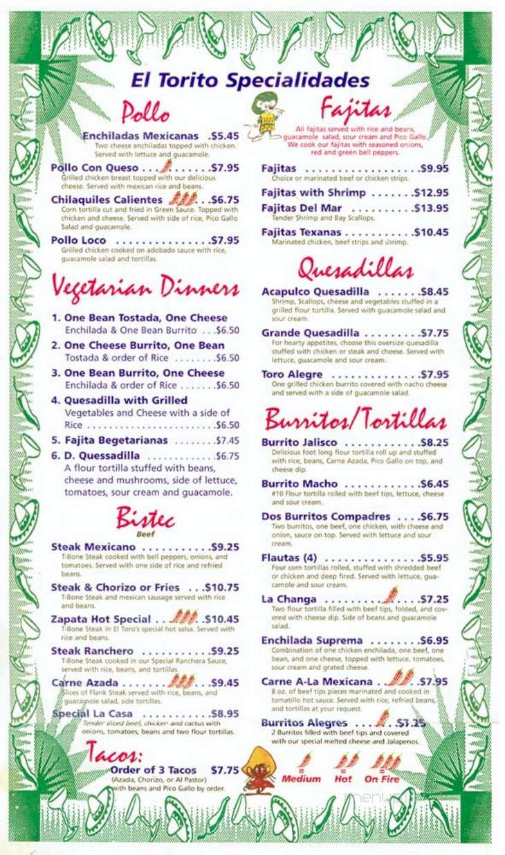 El Toro Loco - Richmond, VA menu_pic